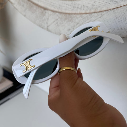 AUBREY SUNGLASSES - WHITE/GOLD